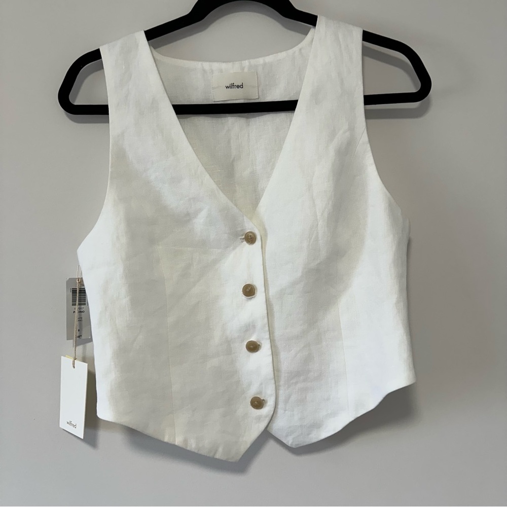 NWT ARITZIA Wilfred Pacino Linen Vest White Sz 8